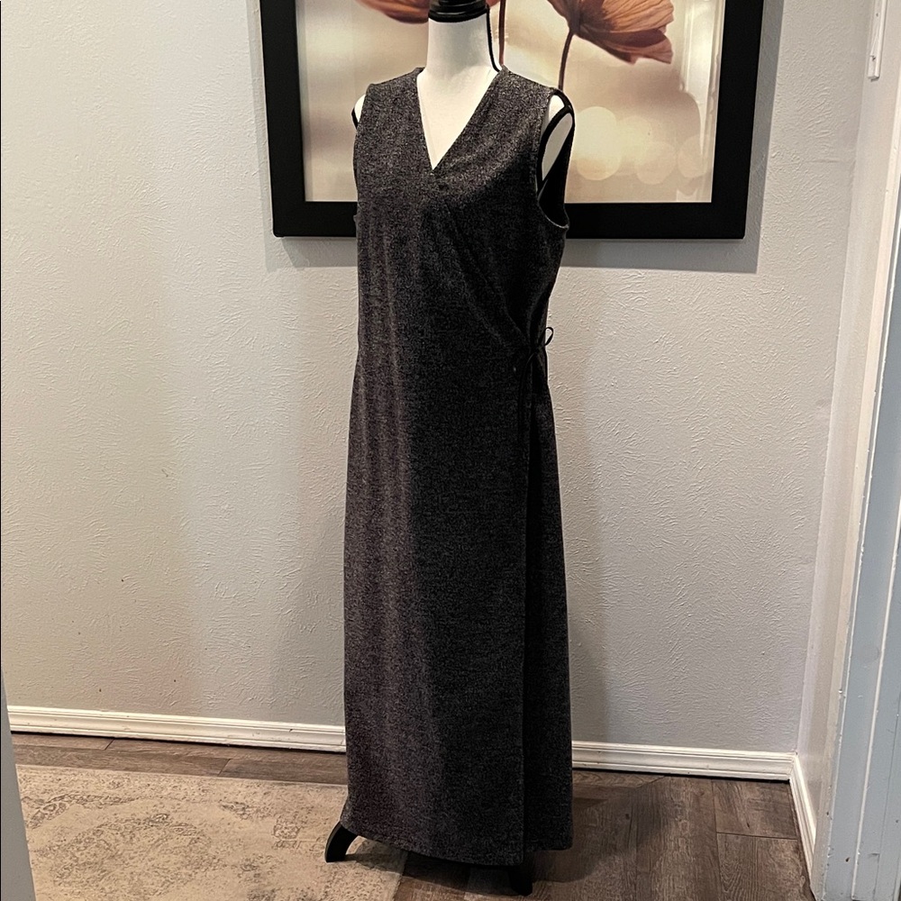 Talbots Charcoal Maxi Wrap Dress